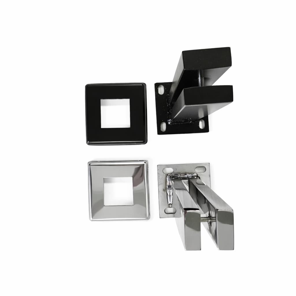 Torre Inox 300mm Quadrada 1 Furo para Guarda-Corpo e Vidro (Atacado) - Miniatura 2