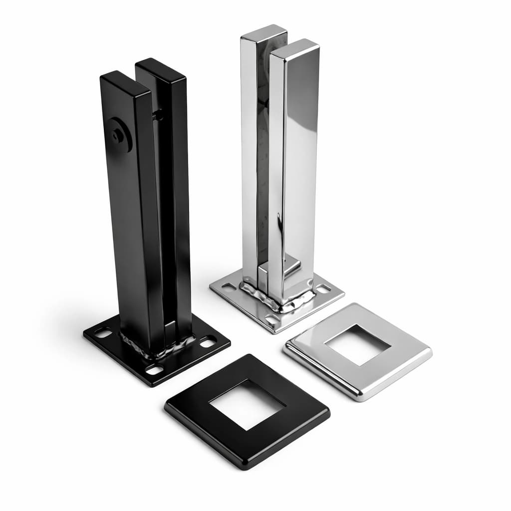 Torre Inox 300mm Quadrada 1 Furo para Guarda-Corpo e Vidro (Atacado) - Imagem 1