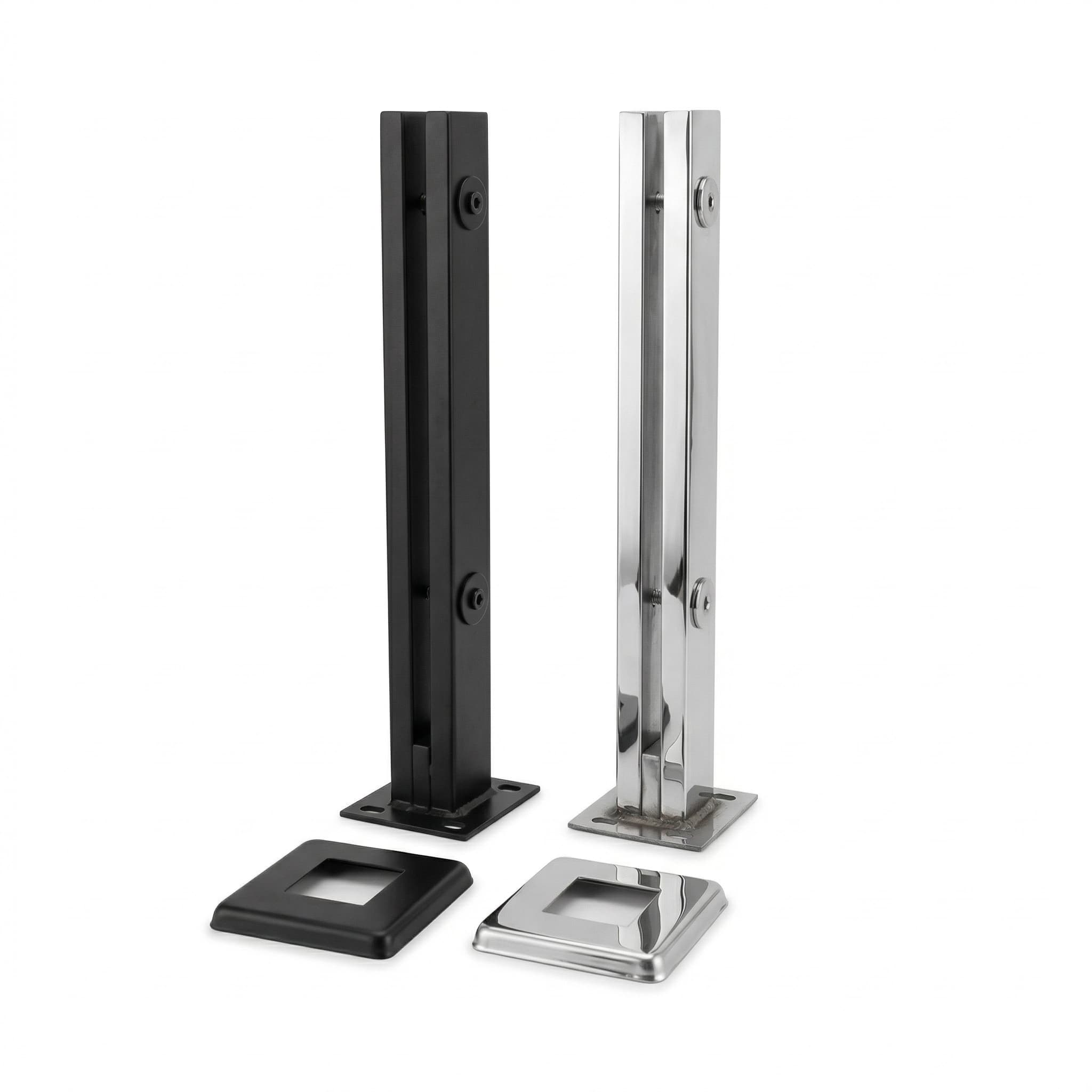 Torre Inox 400mm Quadrada 2 Furos para Guarda-Corpo e Vidro (Atacado) - Imagem 1