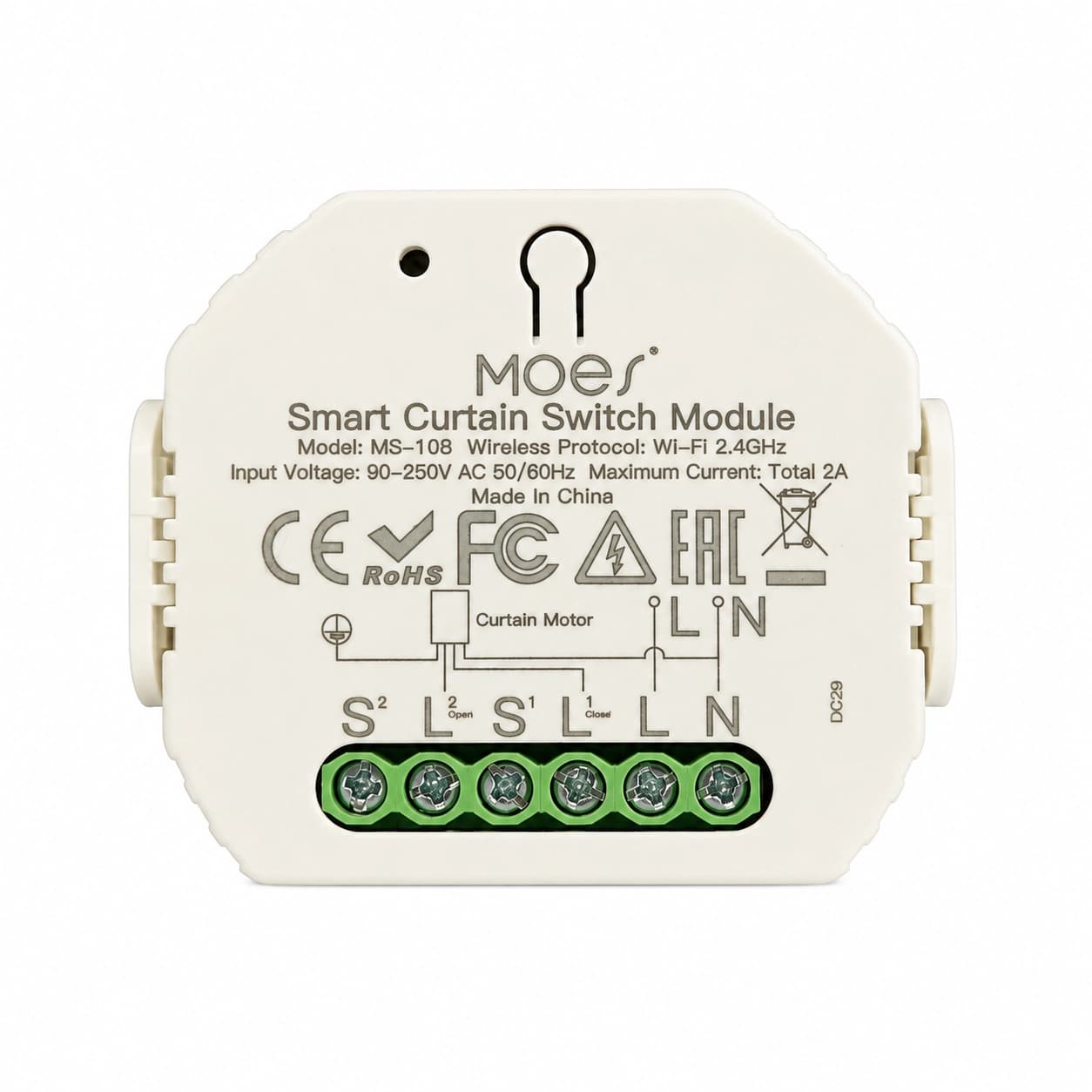 Controlador Smart de Automação de Cortina WiFi MOES 1 Gang (Atacado)